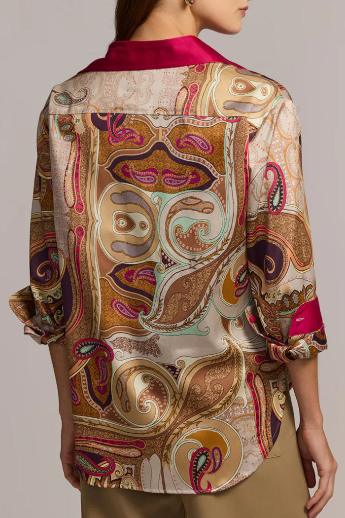 Long Sleeve Scarf Print Shirt