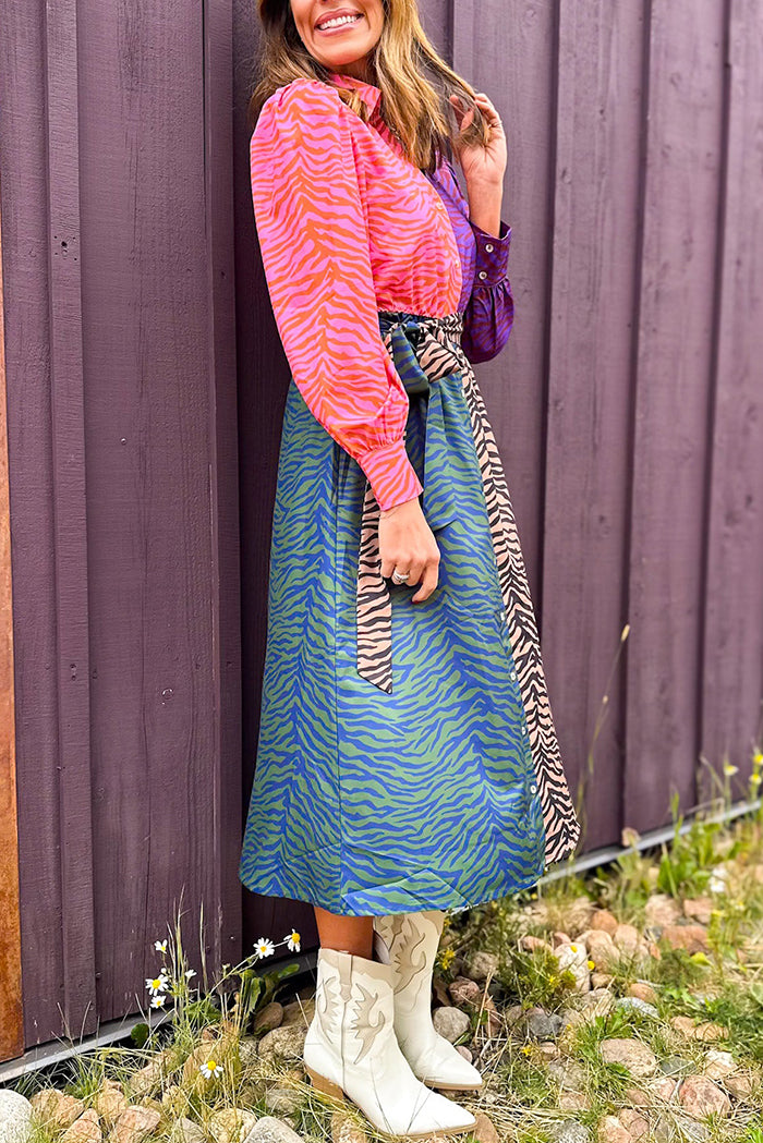 Animal Stripes Mix Print Dress