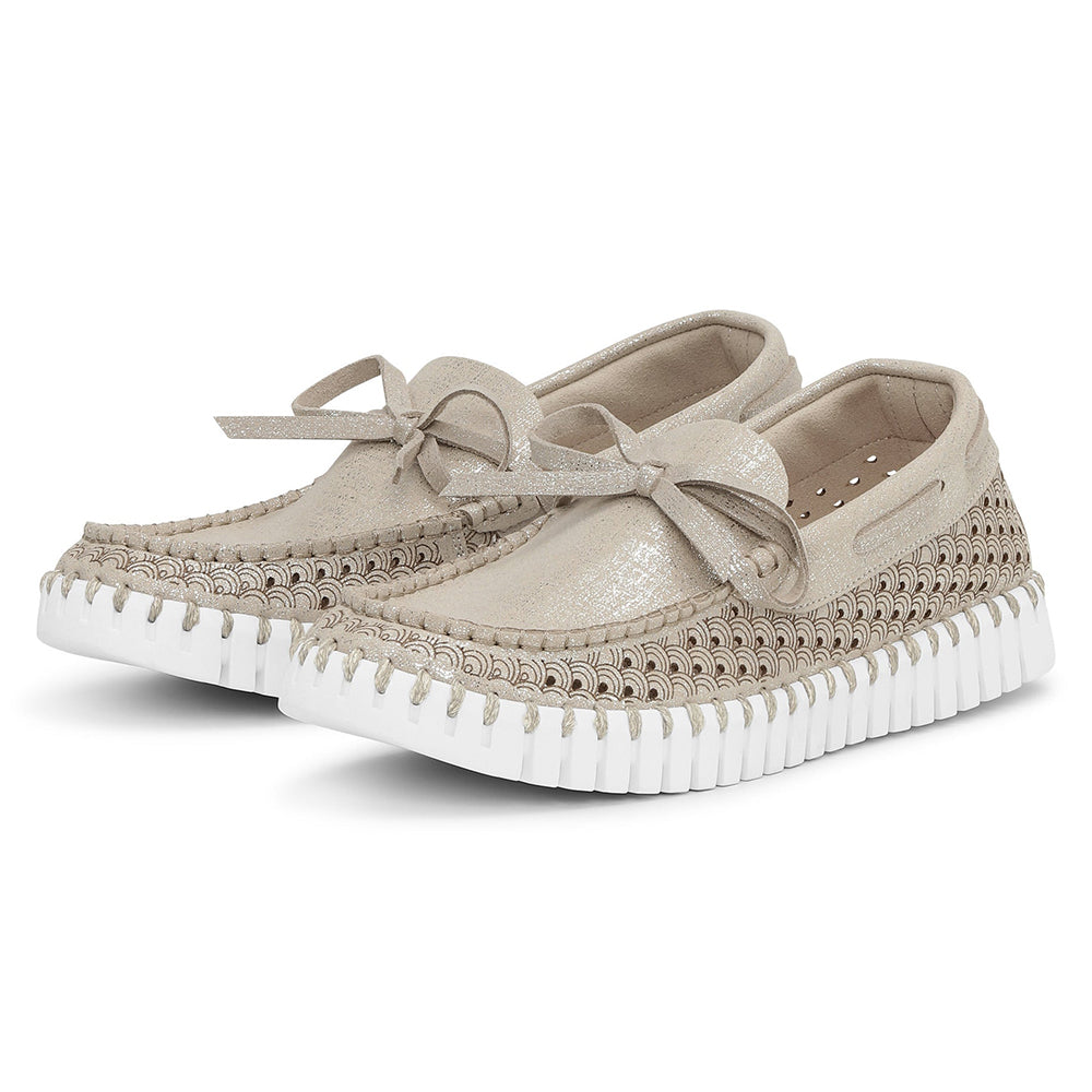 Metallic w/ Laces Bow Detail Loafer