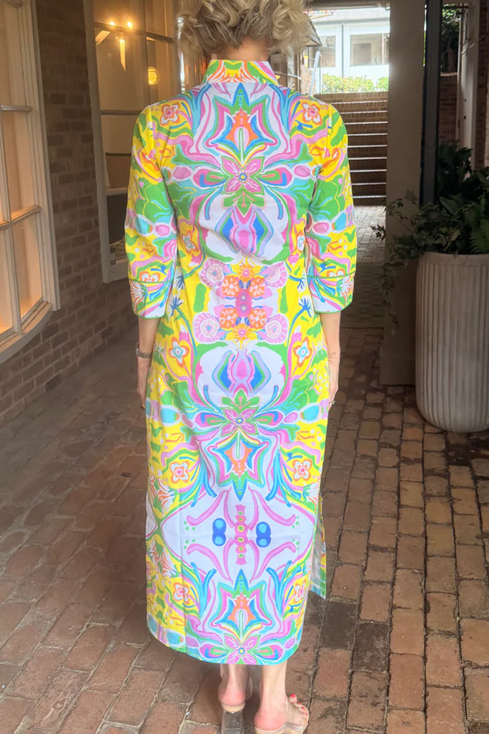 3/4 Sleeve Printed Caftan Dress