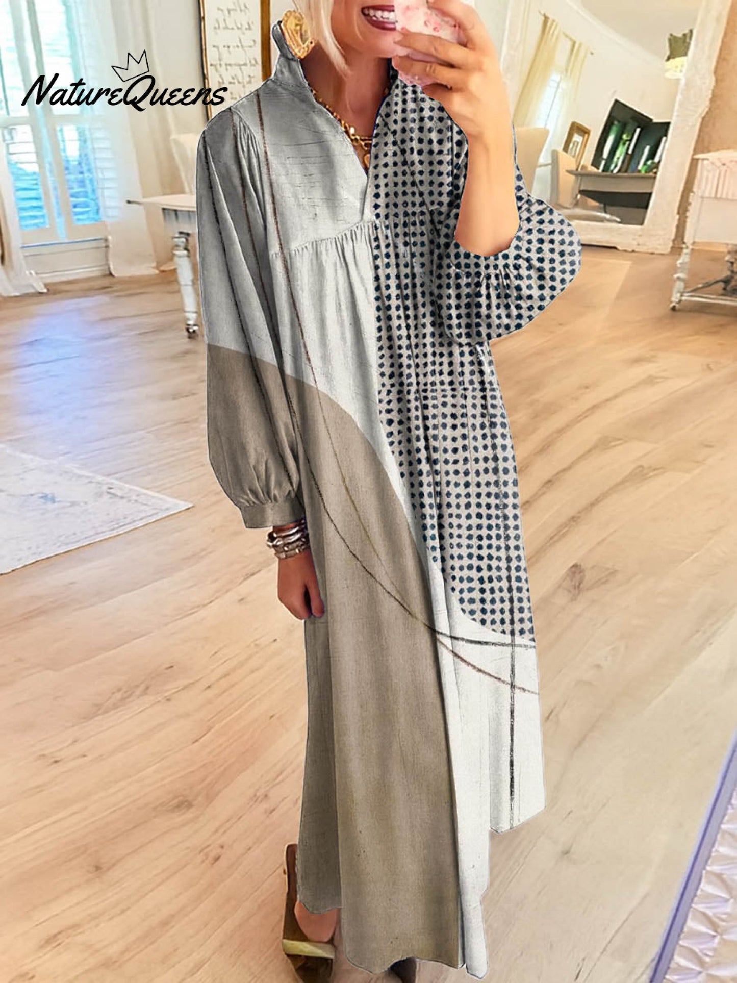 Geometric Pattern Art Print Cotton Dress