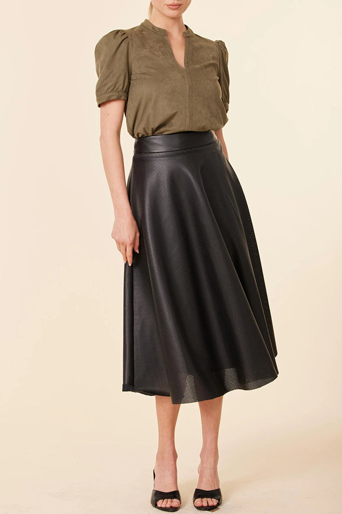 Vegan Leather Perforated Skirt