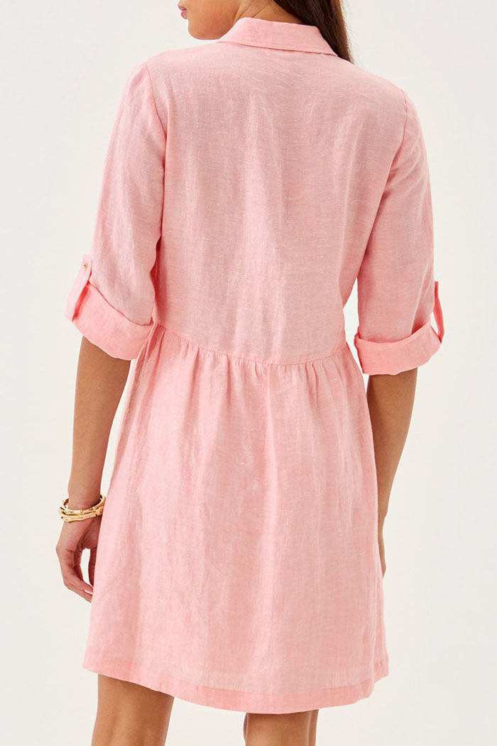 3/4 Sleeve Button Pocket Dress