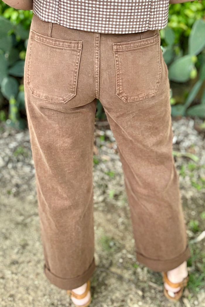 Cuffed Wide Leg Crop Jeans