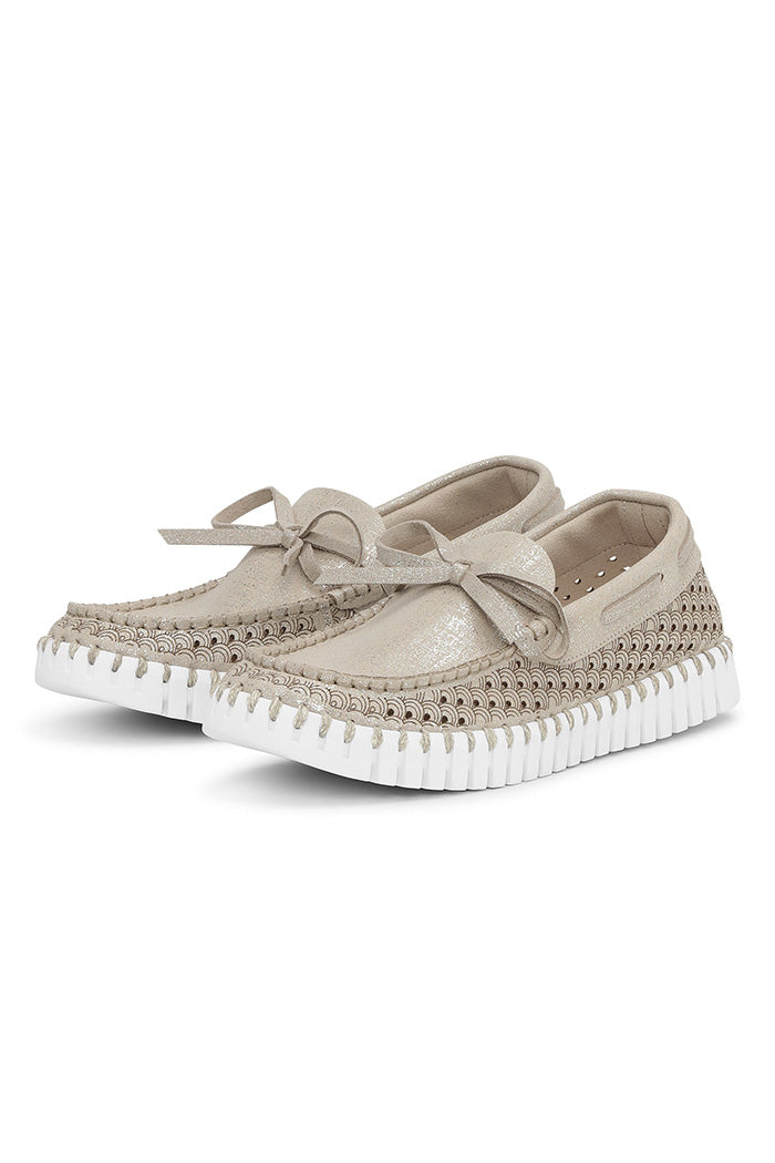 Metallic Bow Detail Platform Loafer