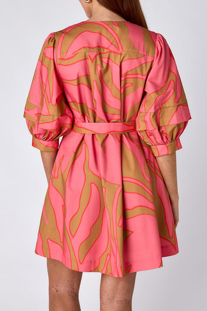 Casual Bold Printed Belt Dress