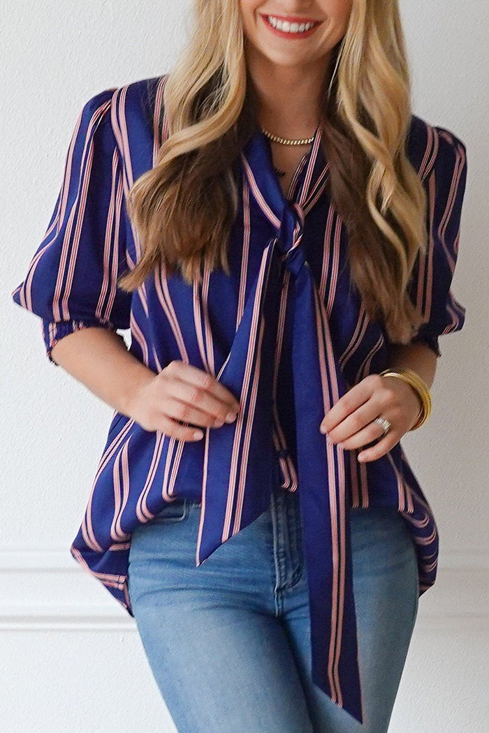 Casual Bow Stripe Top