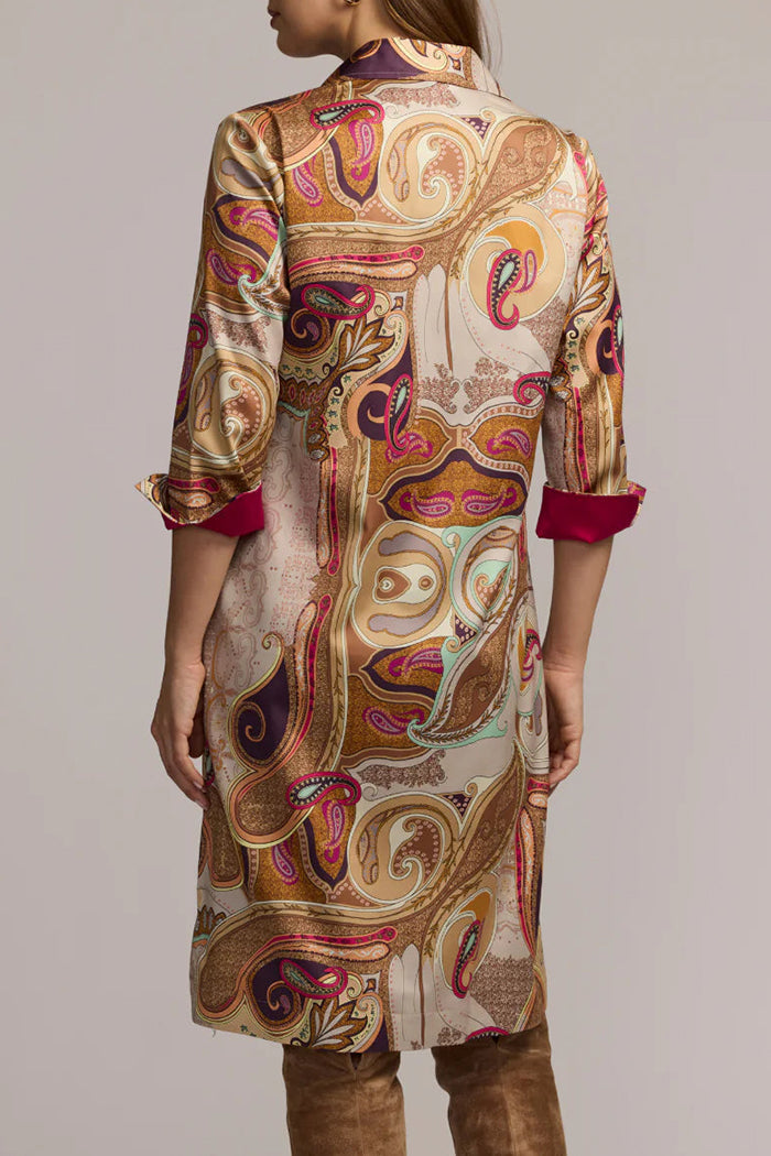 Long Sleeve Scarf Print Dress
