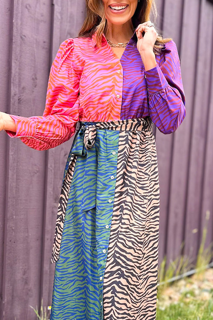 Animal Stripes Mix Print Dress