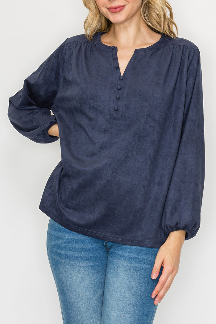 Faux Stretch Suede Top