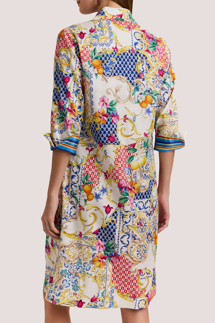 Floral Print 3/4 Sleeve Dress