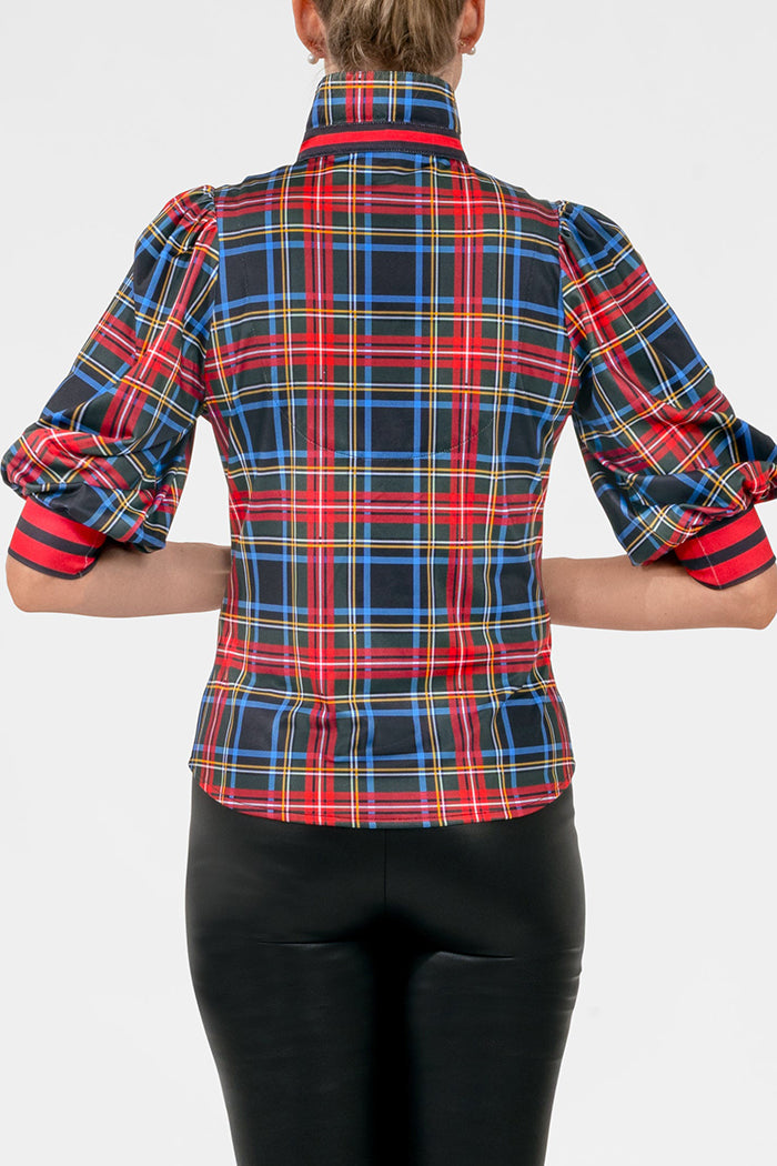 Plaid Puff Sleeve Top
