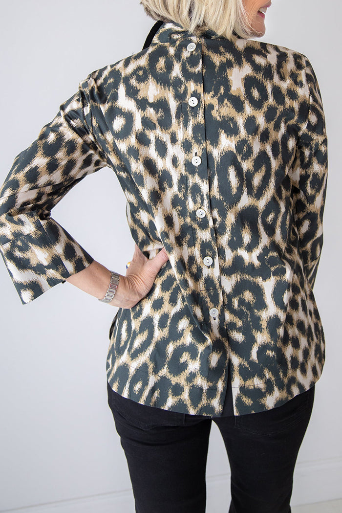 3/4 Sleeve Animal Pattern Blouse