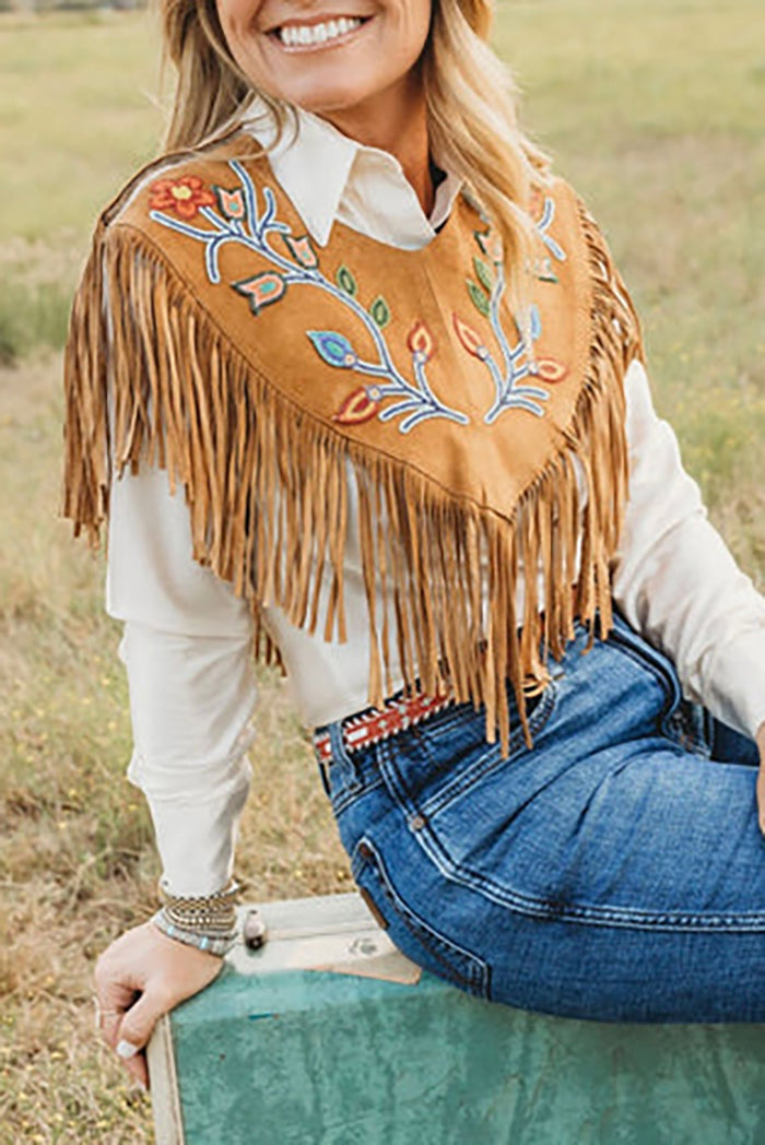 Western Floral Fringe Shawl