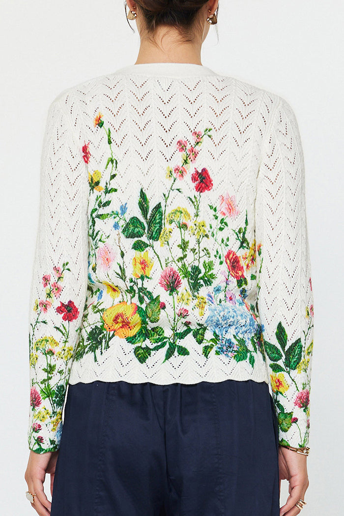 Long Sleeve Floral Pointelle Cardigan