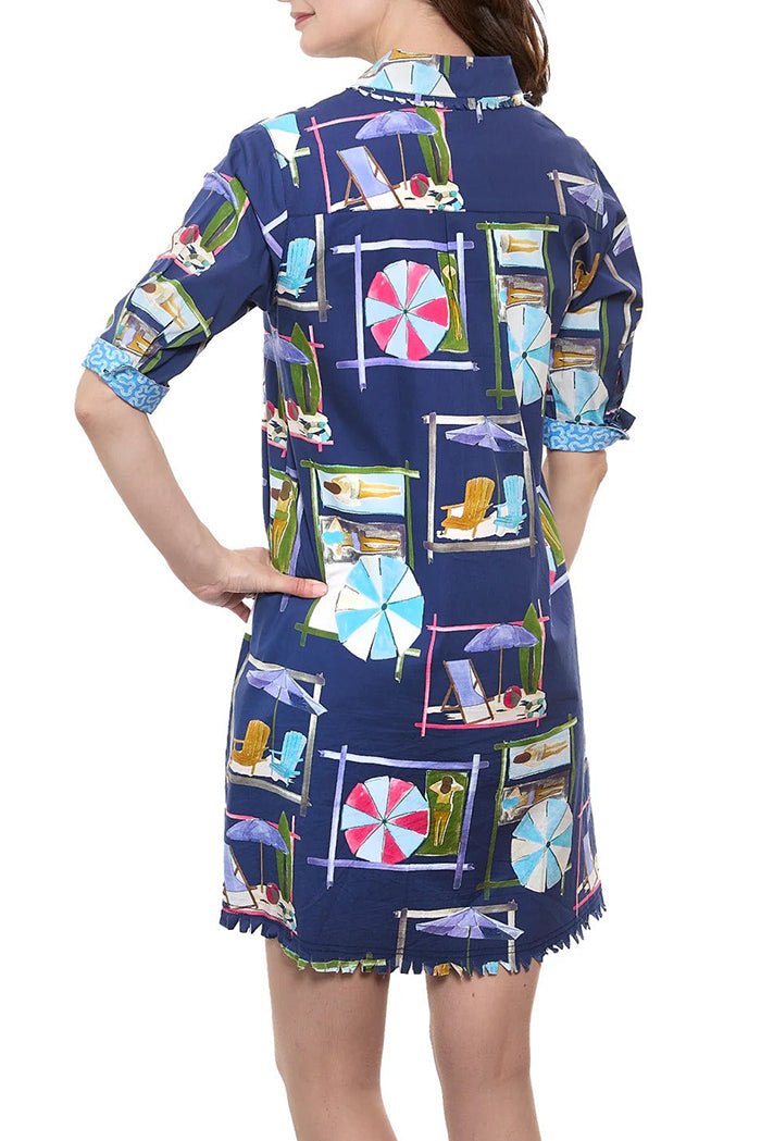 Beach Chairs Print Pocket Dress