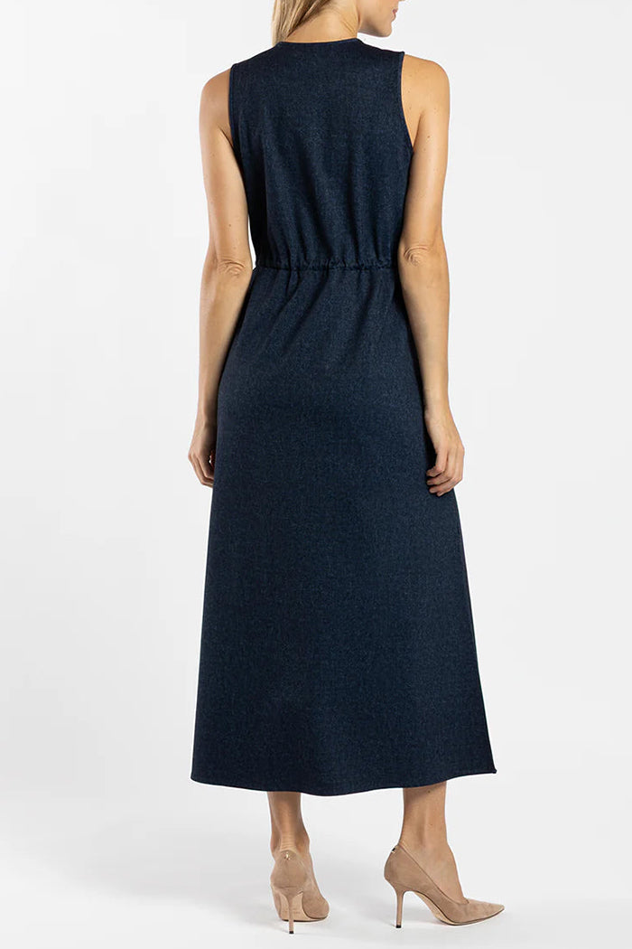 Sleeveless Elastic Belt Denim Dress