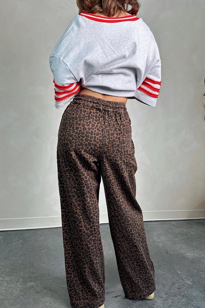 Leopard Print Wide Flare Pants