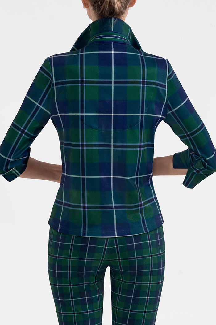 Casual Plaid Knot-Front Top