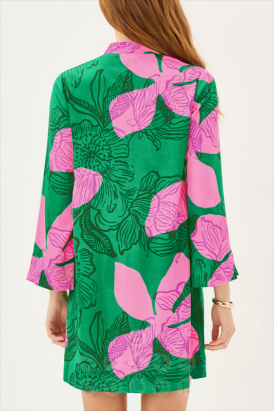 Stand Collar Beaded Details Dress