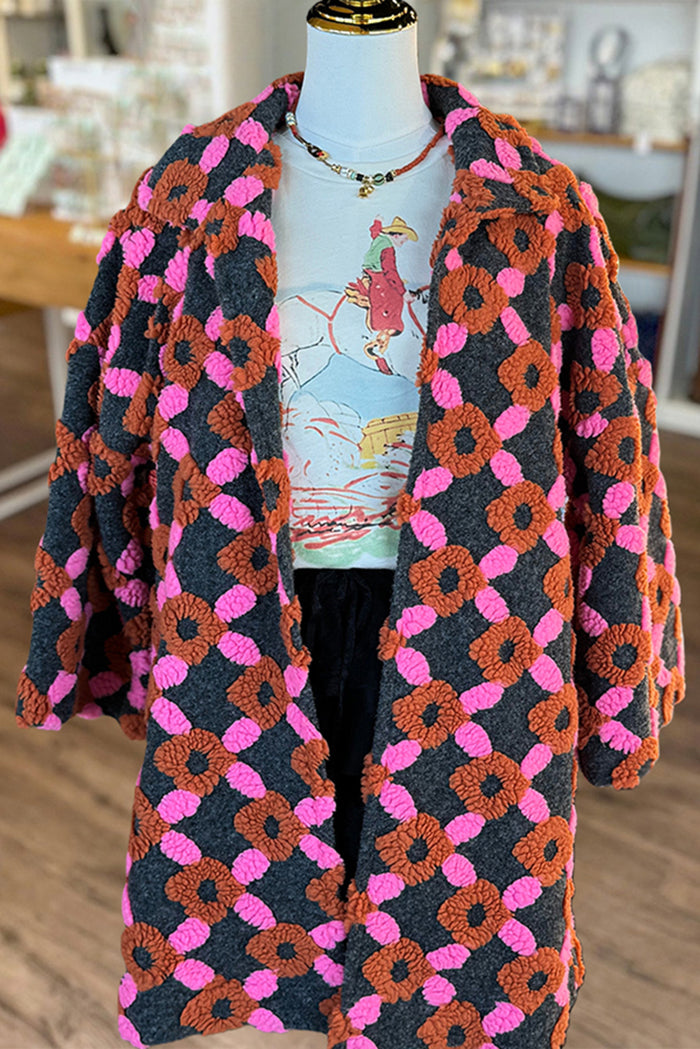 Puff Pattern Pockets Long Jacket