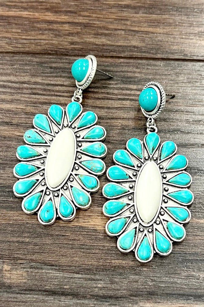 Southwestern Floral Stone Dangle Earrings