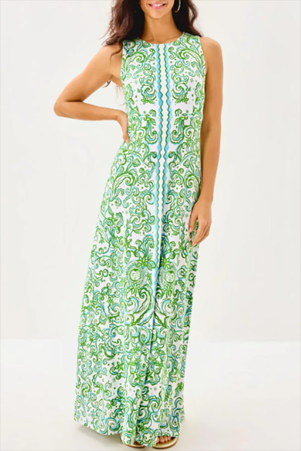 Vine Pattern Maxi Dress