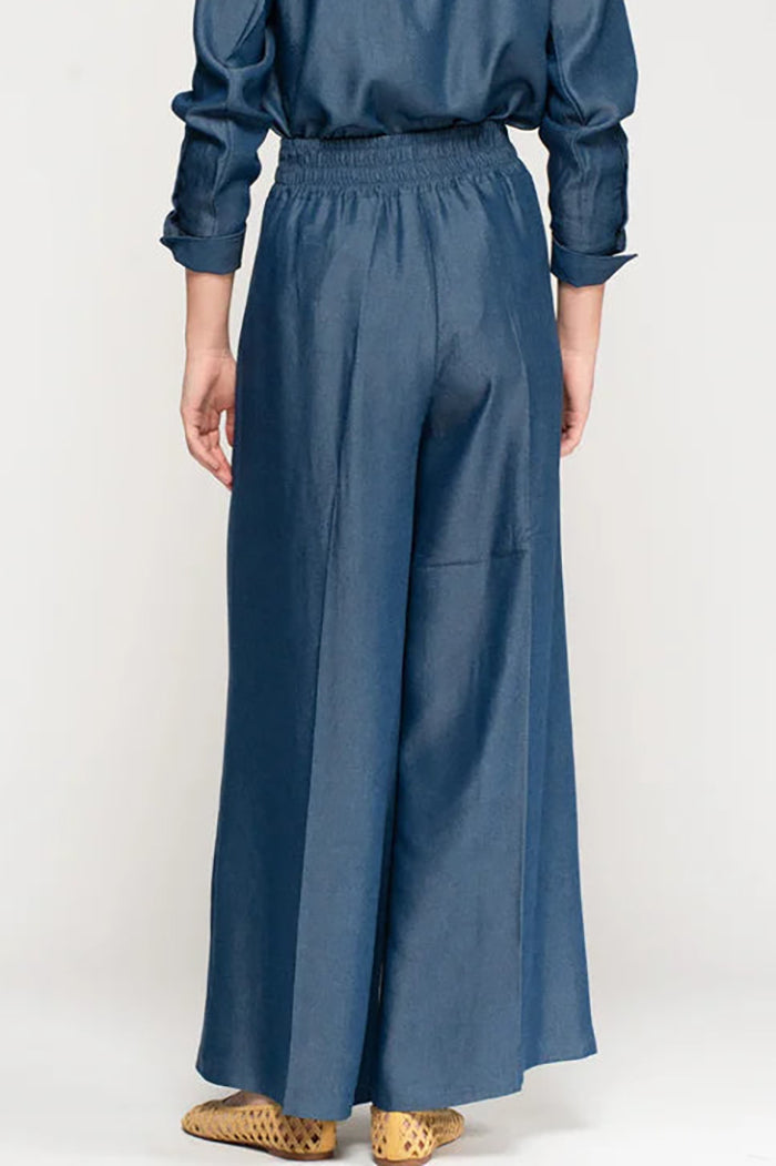 Wide-Leg Pleated Pocket Pant