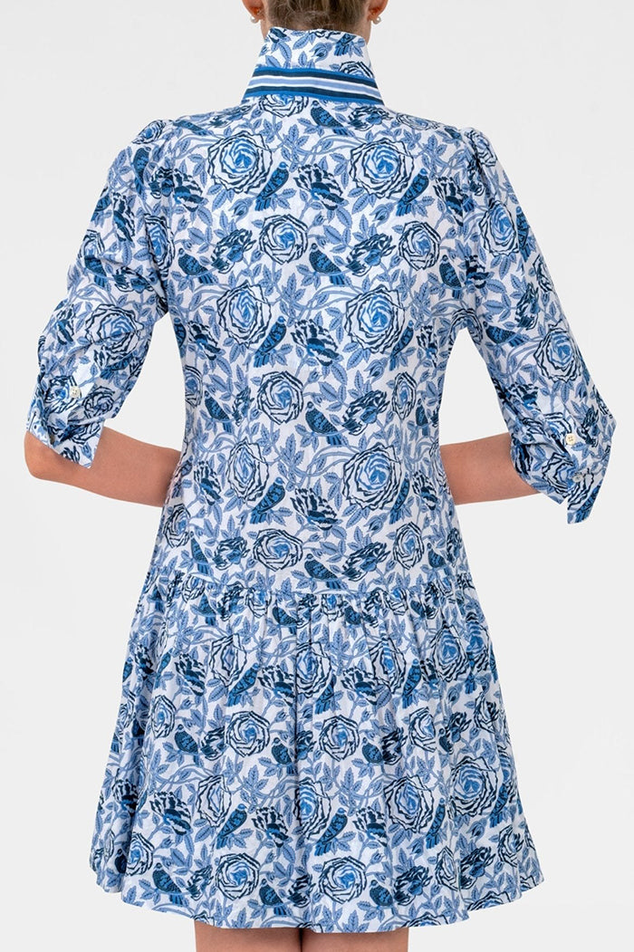 Rose Print Pocket Ruffle Hem Dress