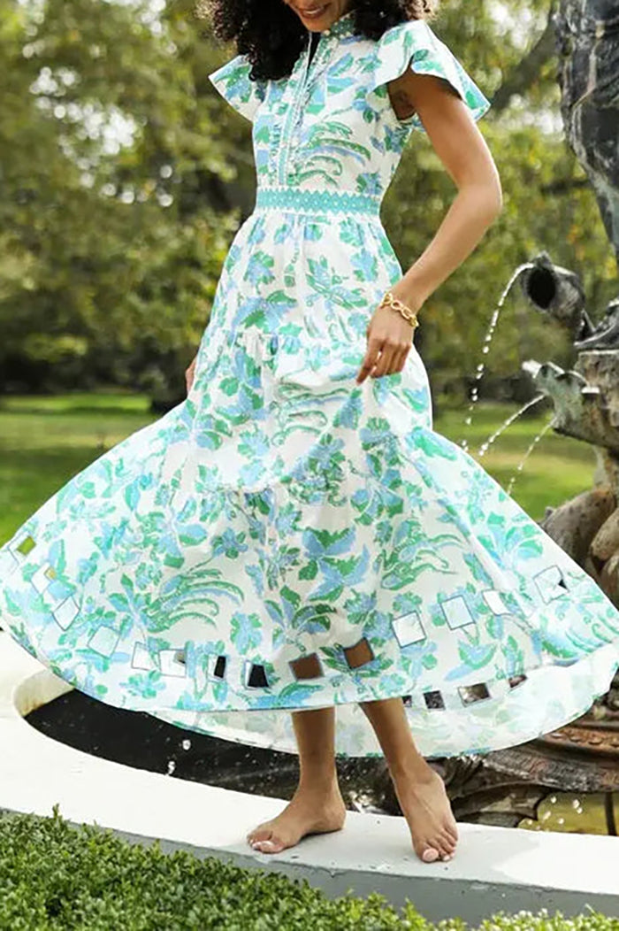 Cutout Hem Smocked Waist Dress