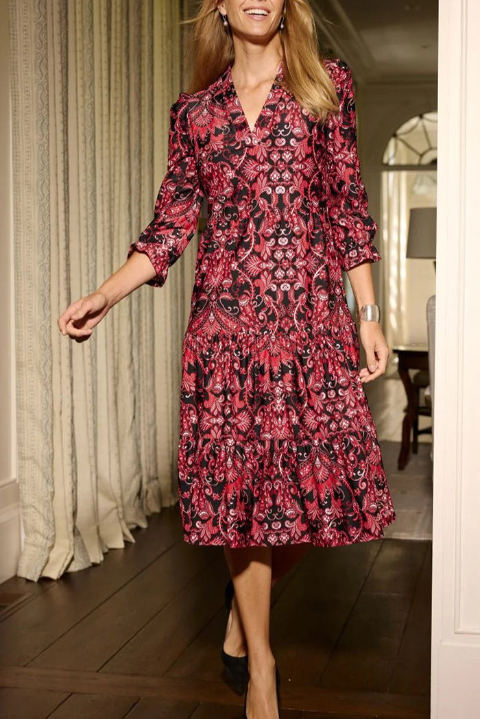 V-Neck Bold Printed Maxi Dress