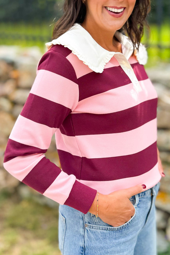 Casual Stripe Button Top