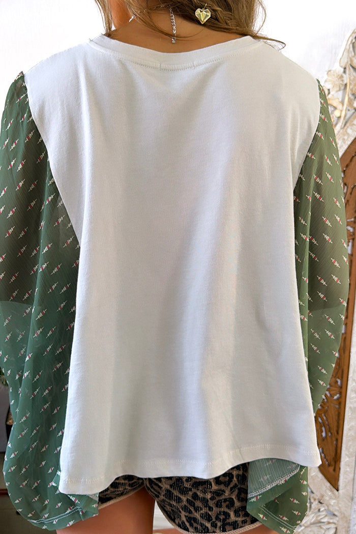 Long Sleeve Eagle Graphic Spliced Top