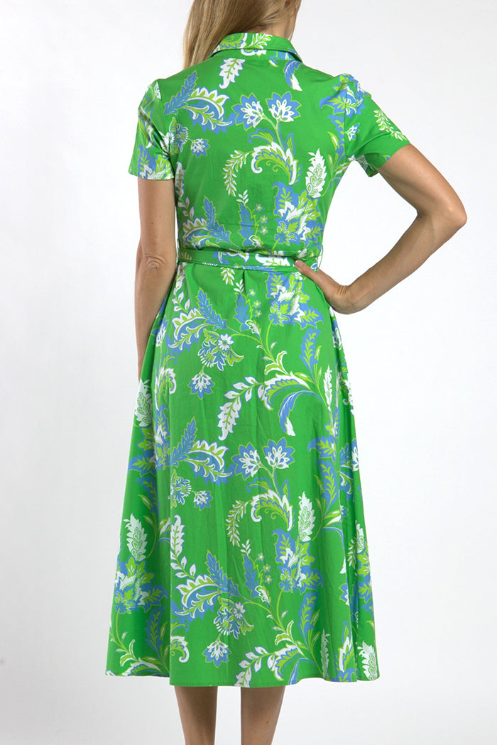 Short Sleeve Pocket Belted Dress
