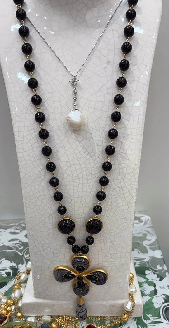 Resin Flower Pendant Long Necklace