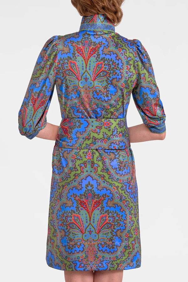 Retro Patterned Belt Dress