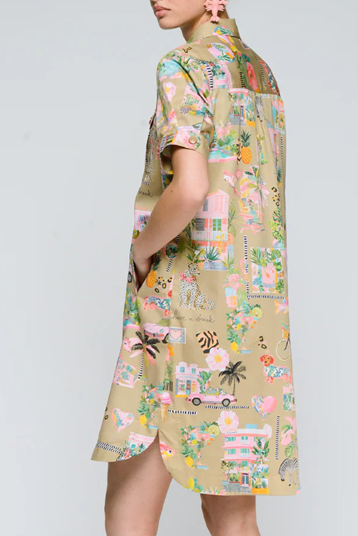 Print Chest Pocket Dress