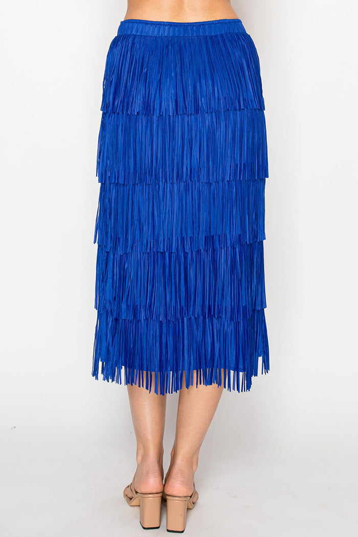 High-Waist Cascade Fringe Skirt