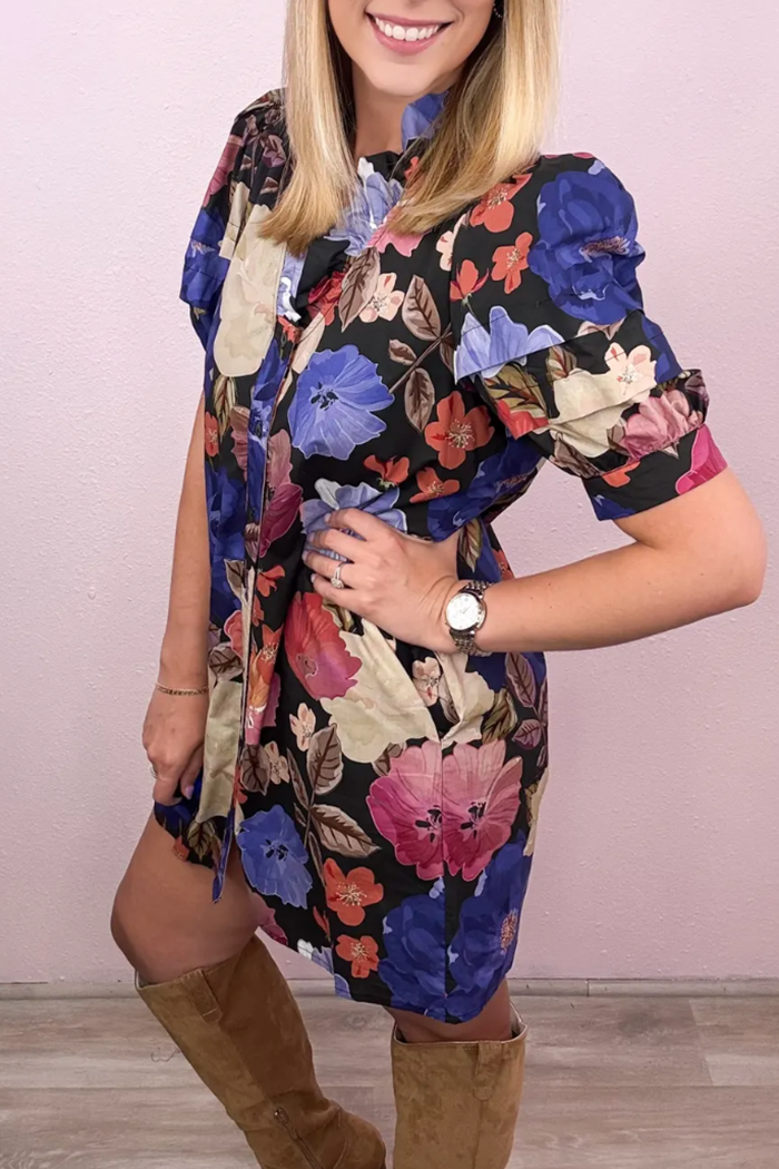 Puff Sleeve Floral Dress