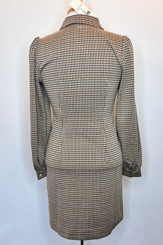 Houndstooth Pattern Zip Knit Dress