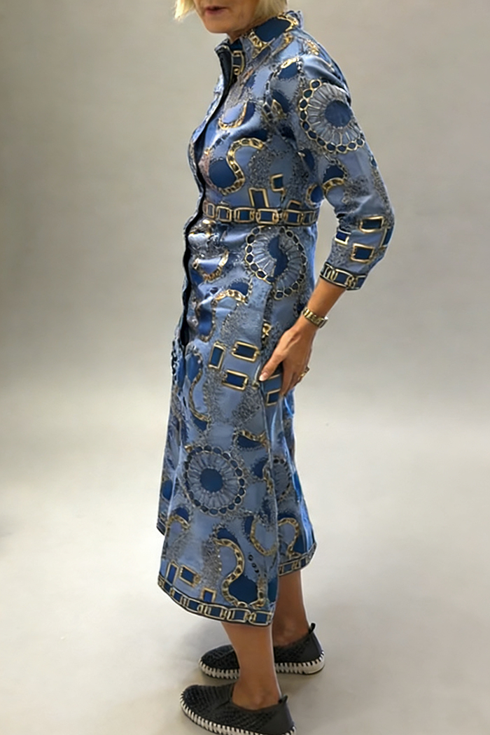 Chain Print Pocket Shirt Dress
