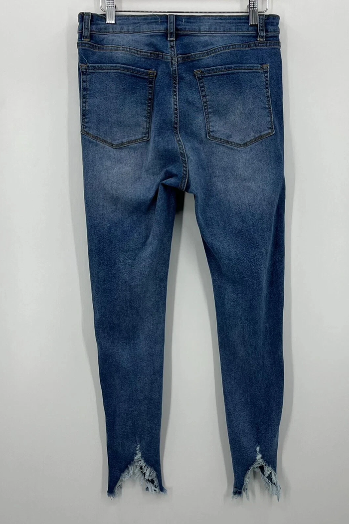 High Waist Ripped Pocket Skinny Jeans