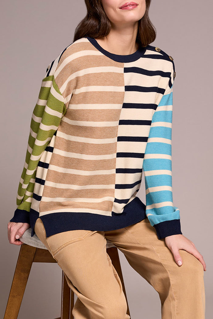 Casual Striped Button Sweater