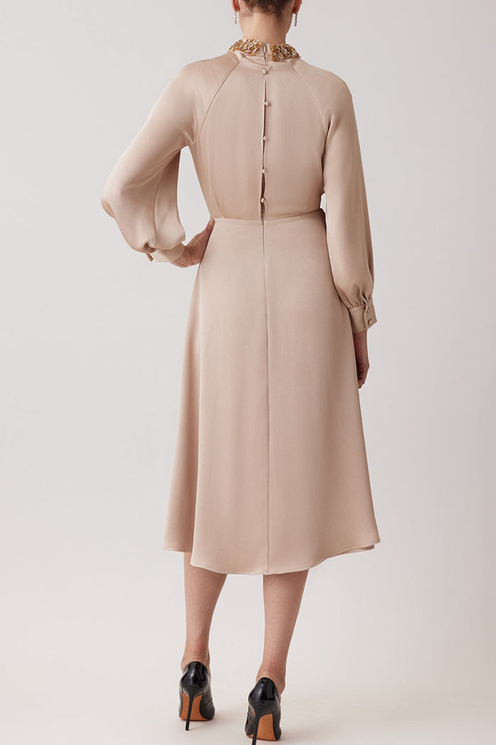 Elegant Belted A-Line Midi Dress