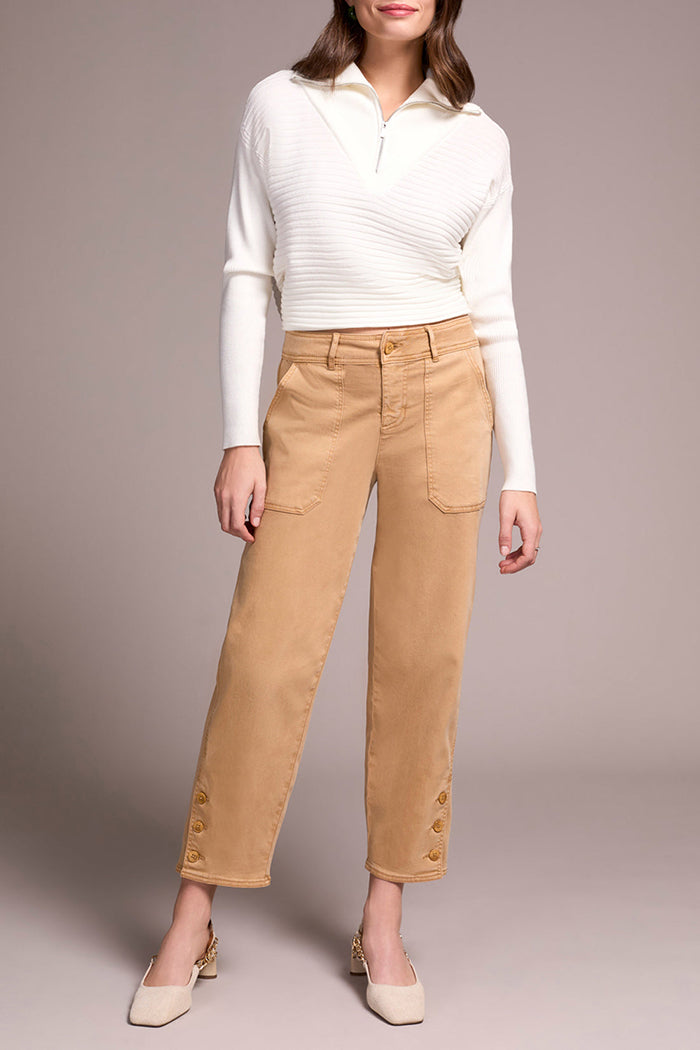 Casual Stretch Twill Patch Pocket Ankle Pants