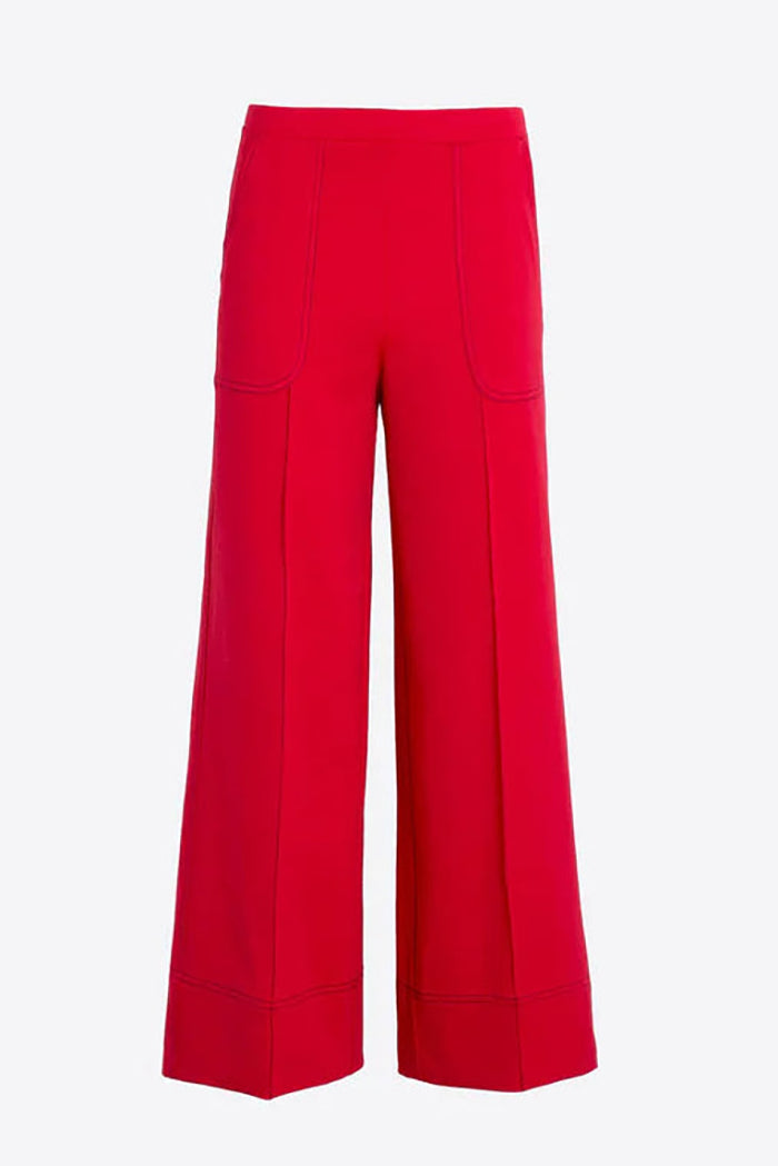Red Wide-Leg Pocket Pant