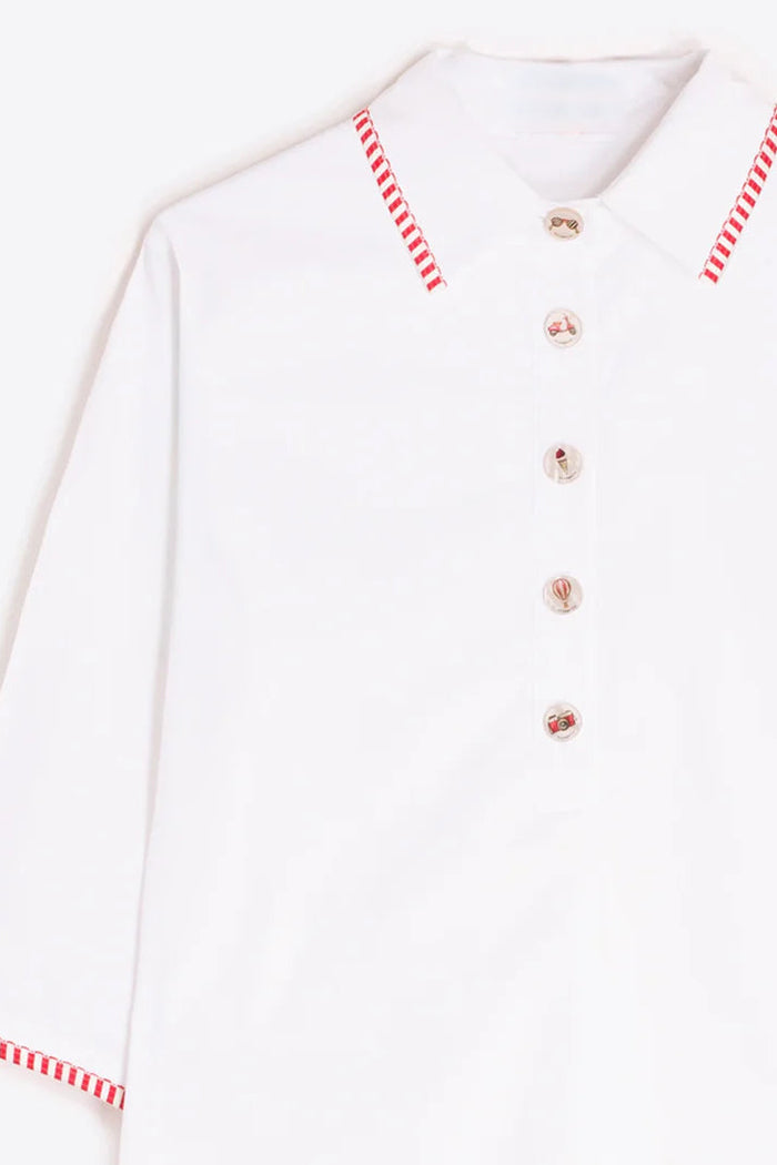 Contrast Trim Short Sleeve Dress
