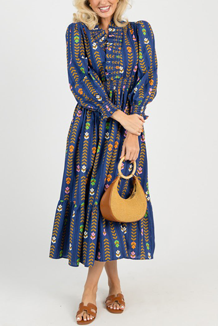 Linear Bloom Maxi Dress