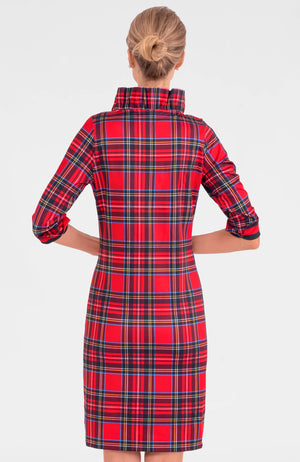 Casual Plaid Ruffneck Dress