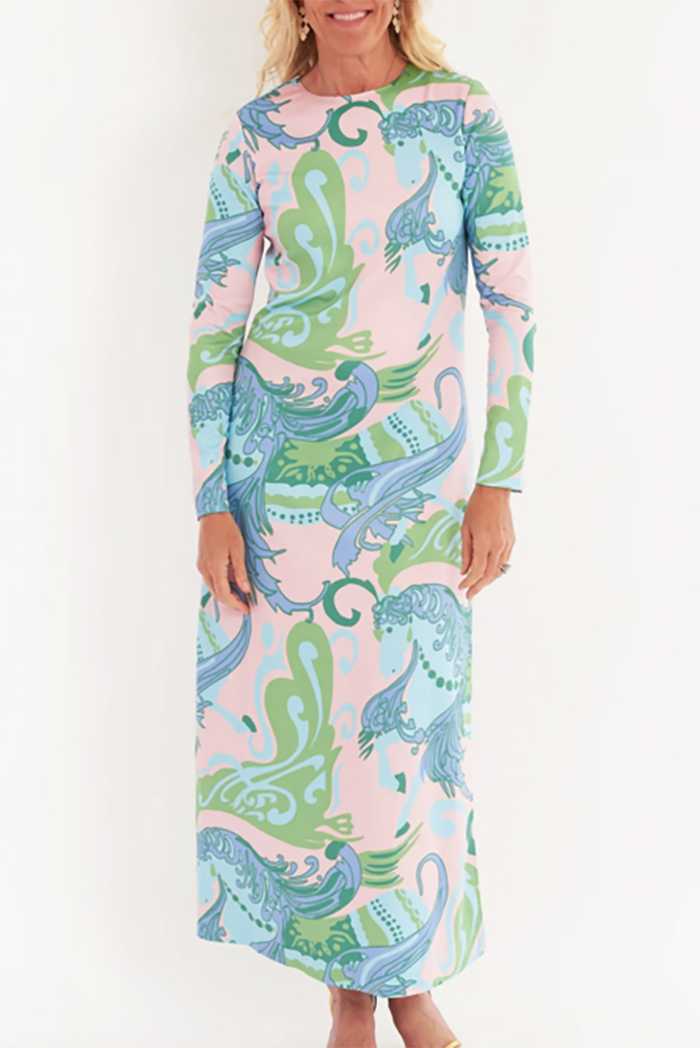 Long Sleeve Print Maxi Dress